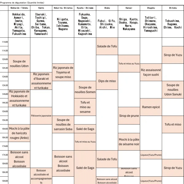Programme de dégustation du salon Voyage & Saveurs du Japon 2026